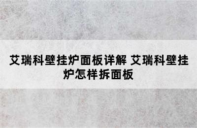 艾瑞科壁挂炉面板详解 艾瑞科壁挂炉怎样拆面板